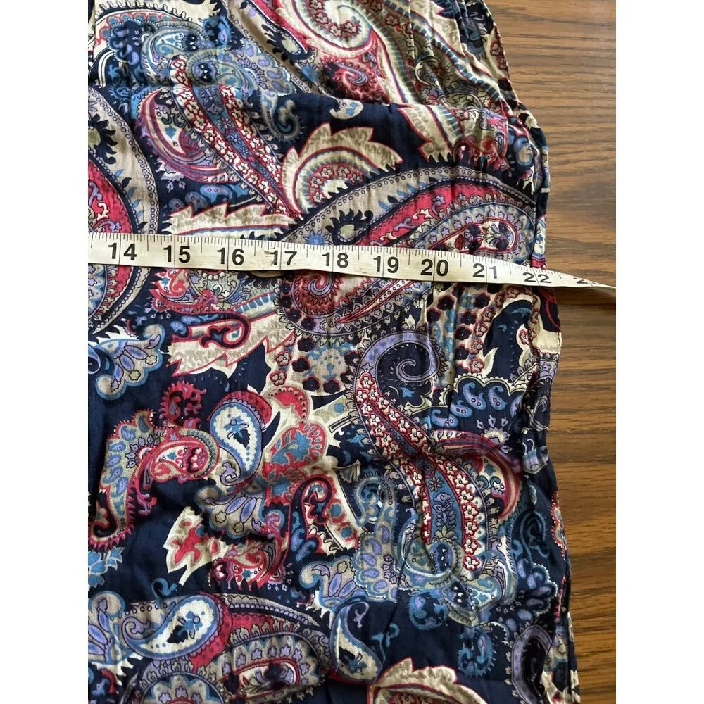 Blue pink white paisley scarf with tassels